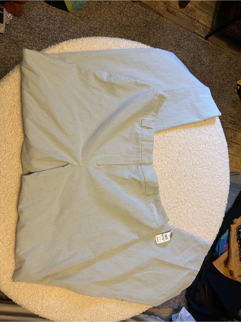 Talbots Light Blue Seersucker Flat-Front Shorts